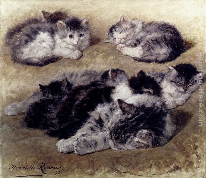 A Study Of Cats painting - Henriette Ronner-Knip A Study Of Cats art painting